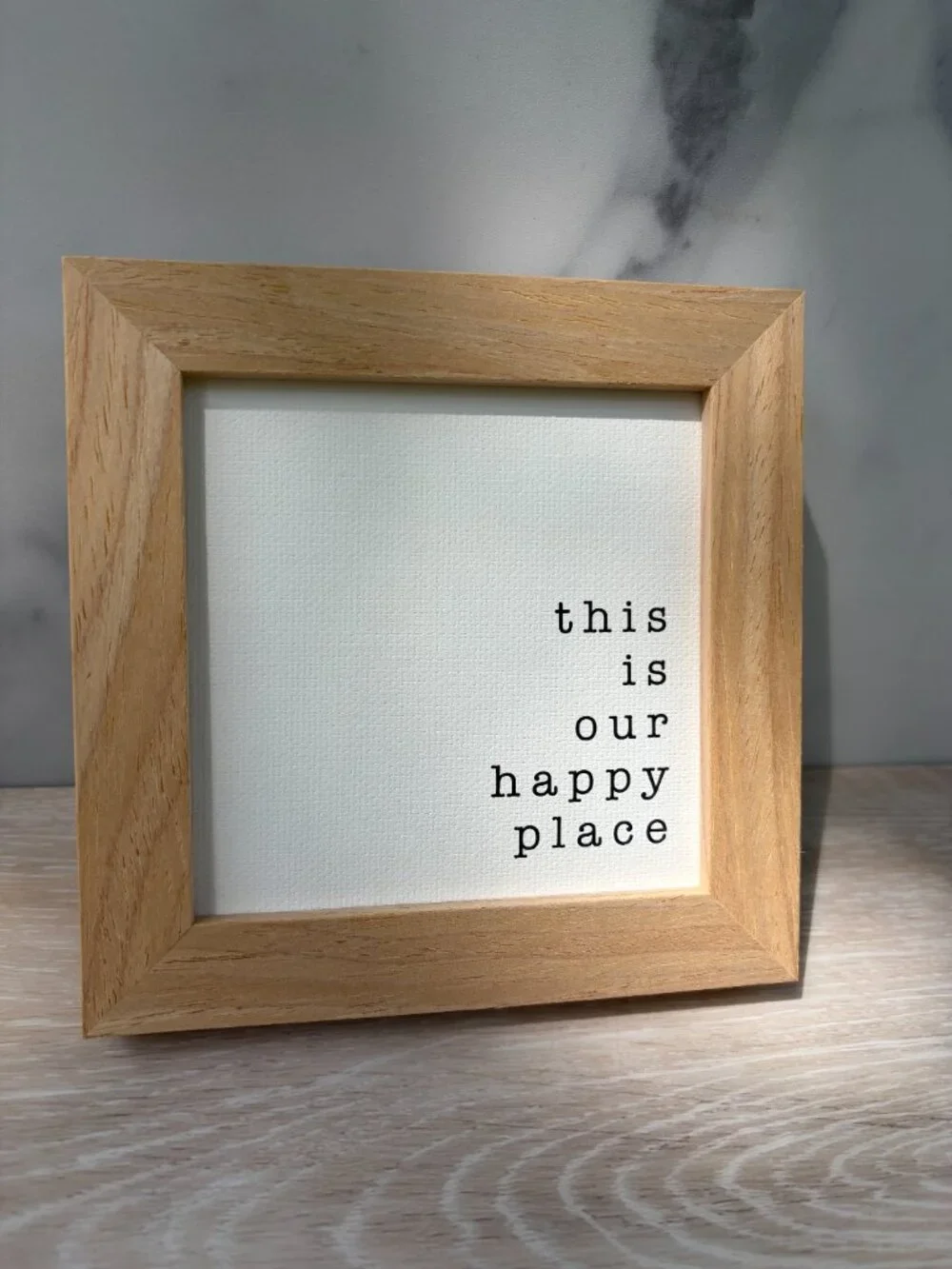 This Is Our Happy Place Canvas Wood Sign 4x4 Natural Boho Desk Decor Tiered Tray